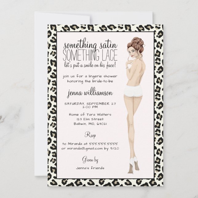 Invitation Empreinte de léopard mariée Lingerie Douche (Devant)