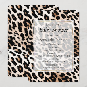 Invitation Empreinte de léopard noir crème