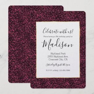 Invitation Empreinte de léopard noir rose glam