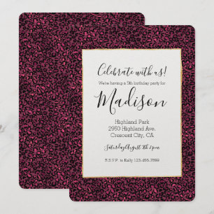 Invitation Empreinte de léopard noir rose glam