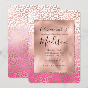 Invitation Empreinte de léopard Ombre couleur d'eau rose