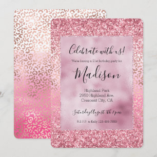 Invitation Empreinte de léopard Ombre de Parties scintillant
