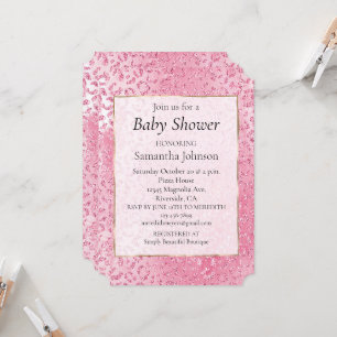 Invitation Empreinte de léopard Parties scintillant rose sucr