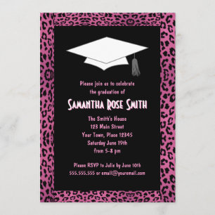 Invitation Empreinte de léopard Pink Custom Photo Graduation