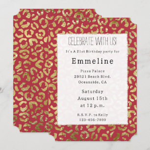Invitation Empreinte de léopard Red Gold Glam