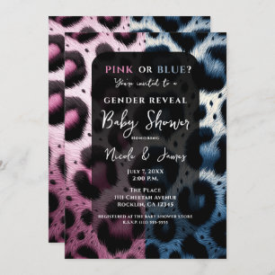 Invitation Empreinte de léopard rose bleu Baby shower de révé
