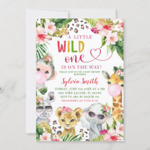 Invitation Empreinte de léopard Safari Wild One Girl Baby sho