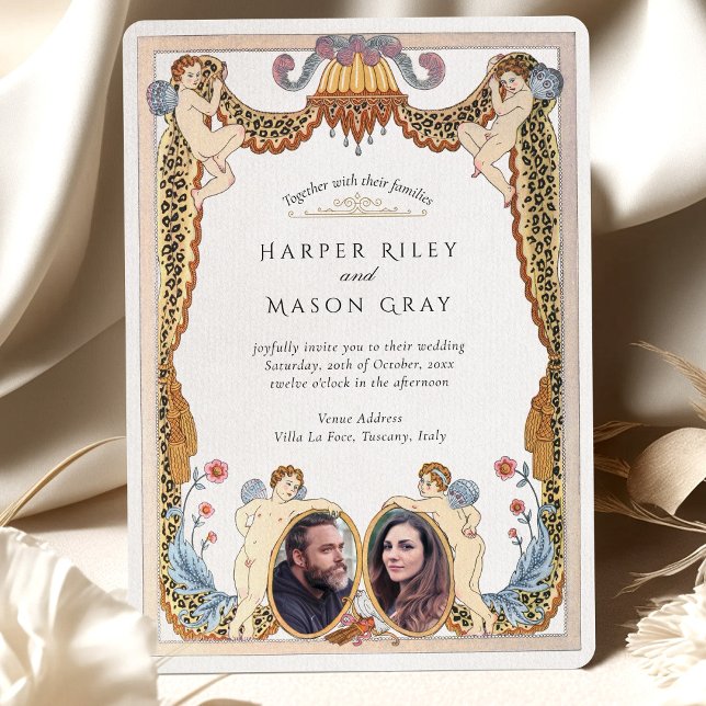 Invitation Empreinte de léopard unique Cherub Mariage photo (Créateur téléchargé)