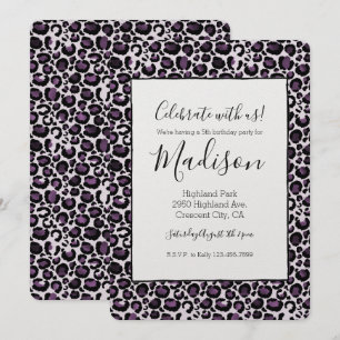 Invitation Empreinte de léopard violet noir