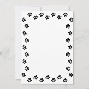 Invitation Empreinte de patte de chien noire bordure personna