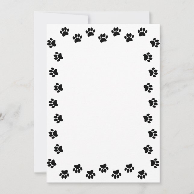Invitation Empreinte de patte de chien noire bordure personna (Devant)