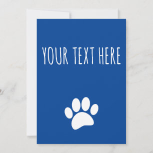 Invitation Empreinte de patte de chien Texte personnalisé Ble