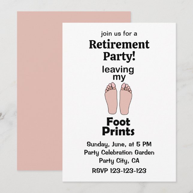 Invitation Empreinte Fête de retraite en laissant mes emprein (Devant / Derrière)