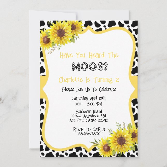 Invitation Empreinte rustique et tournesol (Devant)