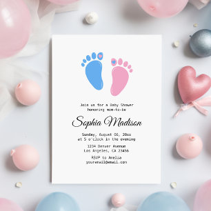 Invitation Empreintes de bébé baby shower neutre pour les fem
