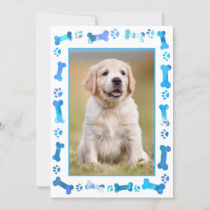 Invitation Empreintes de pattes bleus Nouveau chien animal de