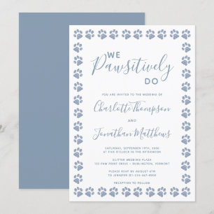 Invitation Empreintes de pattes de Parties scintillant bleu D