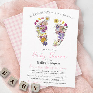 Invitation Empreintes fleurs sauvages Floral Baby Girl Douche