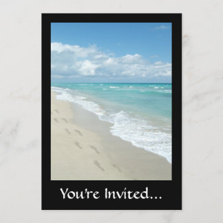 Invitation Empreintes sur la plage de sable blanc, Pittoresqu