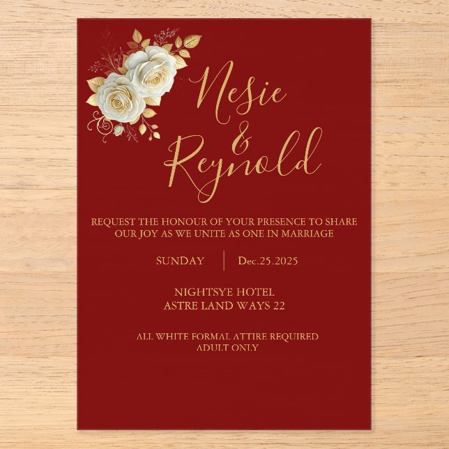 Invitation en acrylique (Recto)