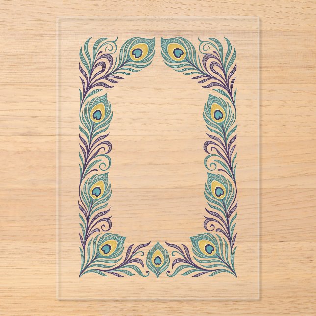 Invitation en acrylique à plumes de paon (Recto)