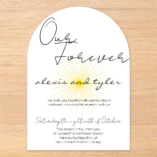 Invitation en acrylique blanc - Design soleil mini