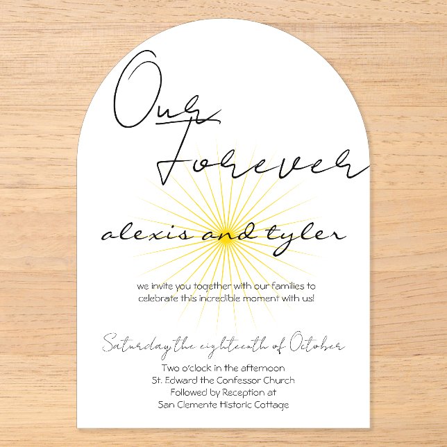 Invitation en acrylique blanc - Design soleil mini (Recto)