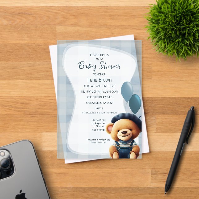 Invitation en acrylique bleue pour Baby Shower Our (Insitu (Carte d'invitation))