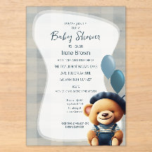 Invitation en acrylique bleue pour Baby Shower Our