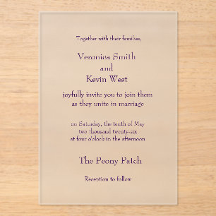 Invitation en acrylique givré sur modèle