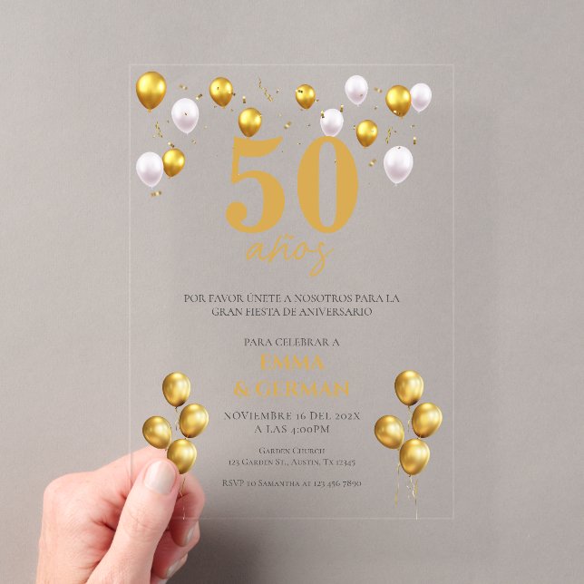 Invitation en acrylique pour 50e anniversaire en e (In situ (ordinateur de poche))