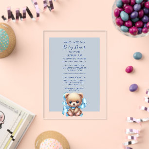 Invitation en acrylique pour Baby Shower Bébé Garç