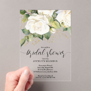 Invitation en acrylique pour Baby Shower de roses 