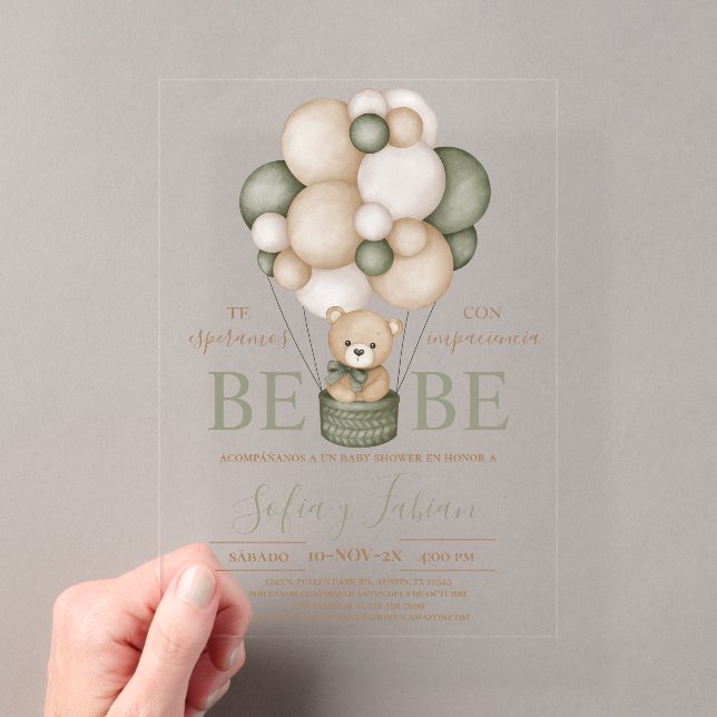 Invitation en acrylique pour Baby Shower ours ball (In situ (ordinateur de poche))