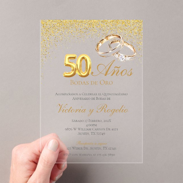 Invitation en acrylique pour les 50 ans de mariage (In situ (ordinateur de poche))