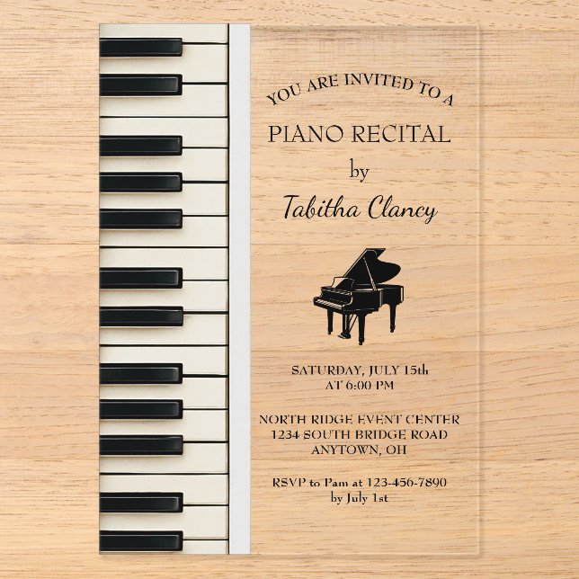 Invitation en acrylique pour récital de piano  (Recto)