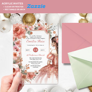 Invitation en acrylique Quinceañera - Dusty Rose F