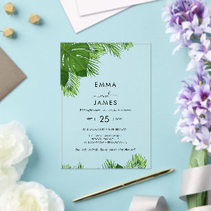 Invitation en acrylique Tropical Palm Beach