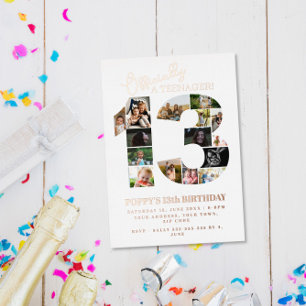 Invitation En Aluminium 13e anniversaire officiellement un collage photo a