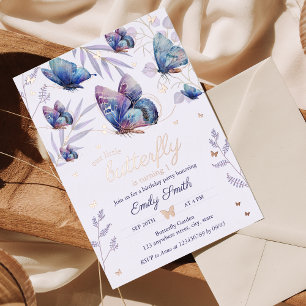 Invitation En Aluminium 1er anniversaire de la fille papillon