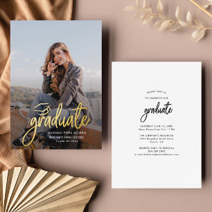 Invitation En Aluminium 2024 Graduation Party Script Grad Gold