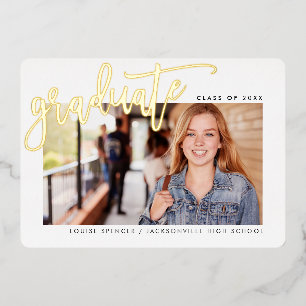 Invitation En Aluminium 2025 GRAD photo calligraphie moderne superposition