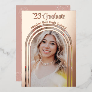 Invitation En Aluminium 2025 Graduation Party Photo Arch Rose Gold Foil In