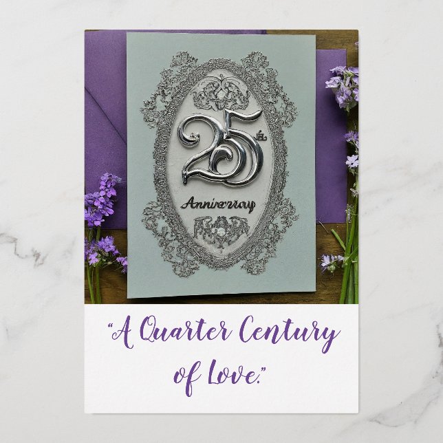 Invitation En Aluminium 25e anniversaire de mariage (Recto)