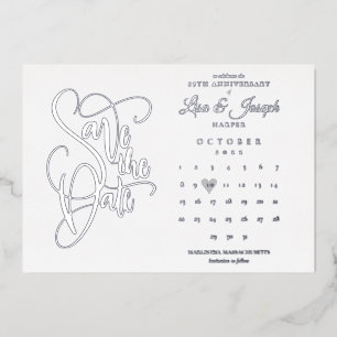 Invitation En Aluminium 25e anniversaire Enregistrer la date Calendrier Ar