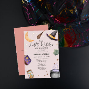 Invitation En Aluminium 2 Sorcières brasser Twin Girls Halloween Baby show
