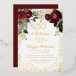 Invitation En Aluminium 30 et Fabulous Glam Rose Floral fête d'anniversair<br><div class="desc">Roses floraux chic et élégant, rouge foncé et bordeaux, avec perles de graines sur un cadre "30 and Fabulous" design de fête d'anniversaire par Holiday Hearts Designs. Tout le texte est de la vraie feuille d'or et le cadre de l'éclaboussure est une combinaison de feuille d'or et de dégradé doré....</div>