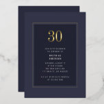 Invitation En Aluminium 30e anniversaire Minimal Elegant Dark Gold Frame<br><div class="desc">30e anniversaire Minimal Elégant noir violet gris or cadre Foil Anniversaire Fête Invitation</div>