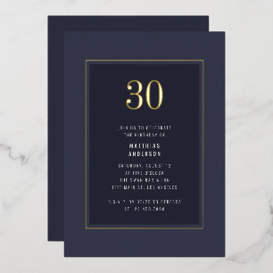 Invitation En Aluminium 30e anniversaire Minimal Elegant Dark Gold Frame