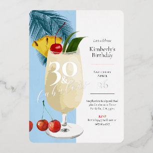 Invitation En Aluminium 30e anniversaire Summer Blue Cocktail Party